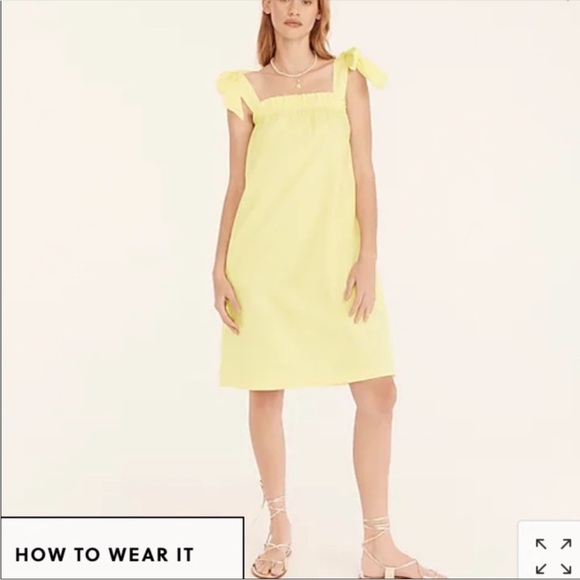 J Crew Tie Shoulder Poplin Dress - Picture 1 of 6